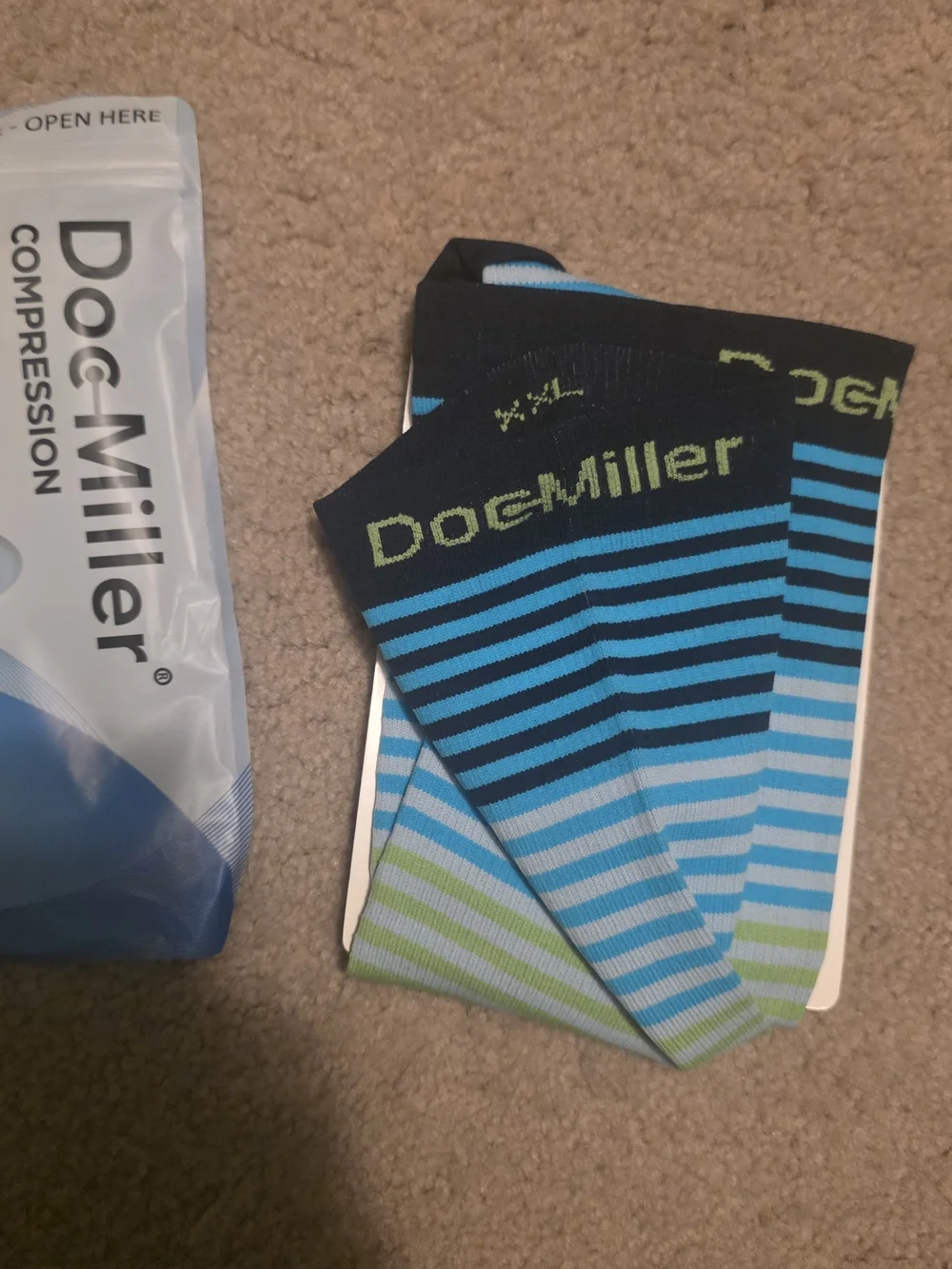 Men’s Striped Compression Socks - Blue & Green